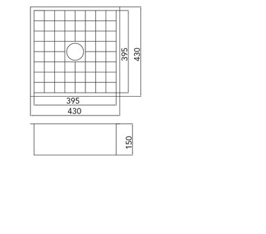 Werktekening Caressi CATO4040 Tegelspoelbak