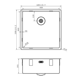 Caressi CAPP46D46R10 Stainless steel kitchen sink