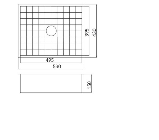 Werktekening Caressi CATO5040 Tegelspoelbak