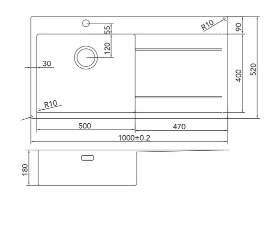 Caressi CA50AD Stainless steel sink