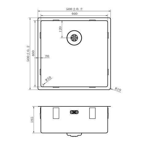 Caressi CAPP46D46R10 Stainless steel kitchen sink