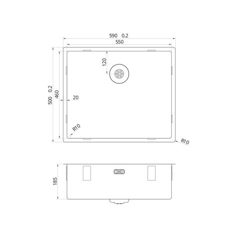 Caressi CAPP55D46R10 Stainless steel kitchen sink